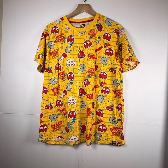 Phat Farm Other - Pac-Man Pattern Men's T-Shirt‎ Yellow Red Video Game Arcade Cartoon Sz 2XL
